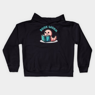 Book Worm! Kawaii Worm Reading A Book Kids Hoodie